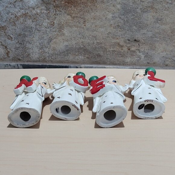 Commodore Japan Heavenly Christmas Noel Angel Candle Holders Figurines - Picture 5 of 13